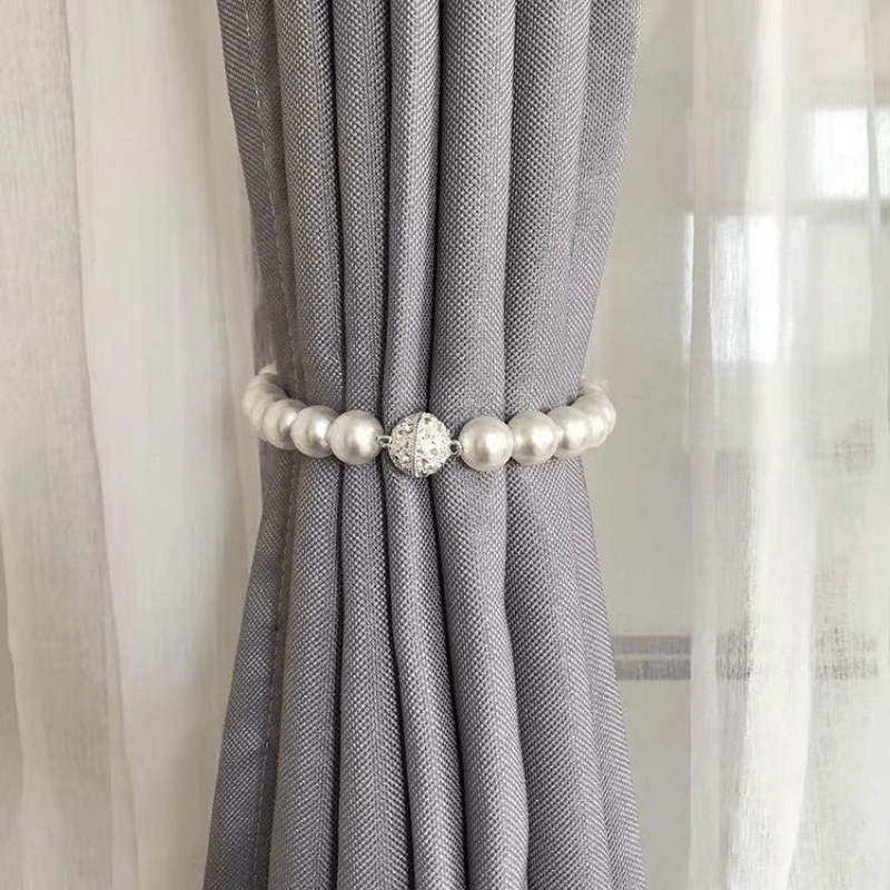 2pcs Magnetic Tiebacks for Curtains Faux Pearl Beads Holdbacks