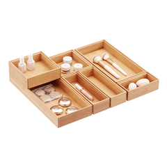 1pc Stackable Bamboo Drawer Makeup Organizer