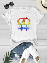 Rainbow Detail Graphic Round Neck T-shirt for LGBT