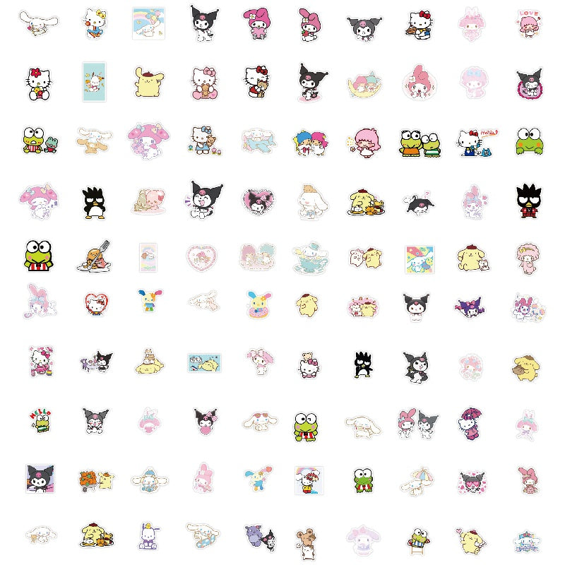 100 Cartoon Doodle Stickers For Notebook Phone Cup Waterproof