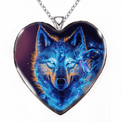 Wolf Heart Pendant Necklace Sweater Chain Fashion Jewelry for Women