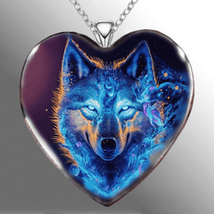 Wolf Heart Pendant Necklace Sweater Chain Fashion Jewelry for Women