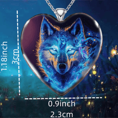 Wolf Heart Pendant Necklace Sweater Chain Fashion Jewelry for Women