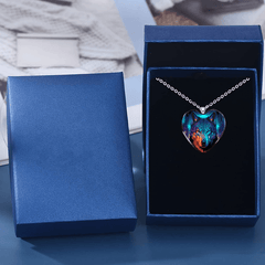 Colorful Heart Wolf Necklace Animal Pendant Charm Girls Jewelry
