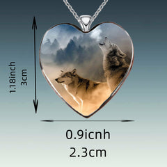 Heart Wolf Necklace Animal Pendant Girls Jewelry