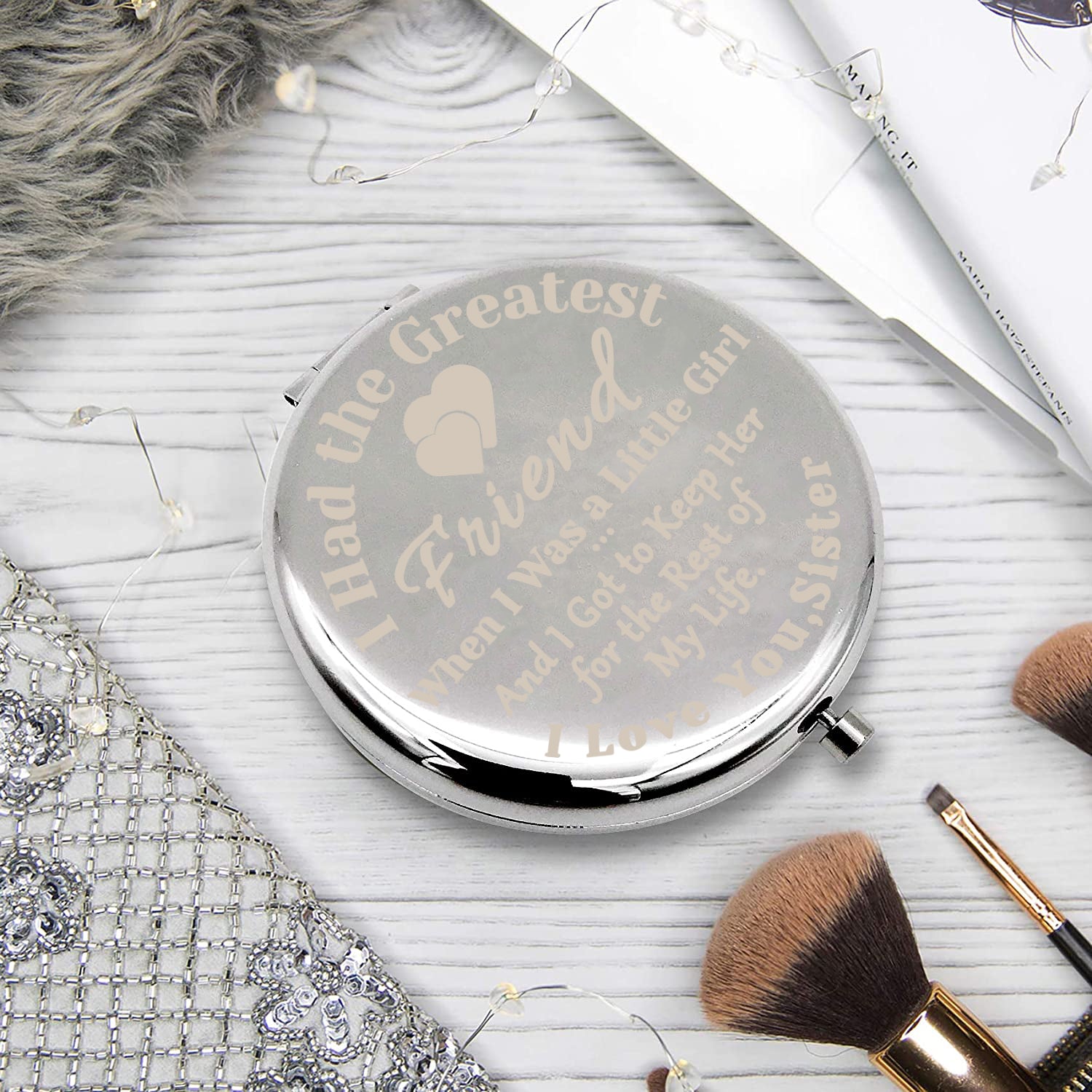 Personalized Compact Mirror: Unique Gift for Women, Wife, Mom, Daughter, Grandma