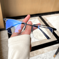 Semi Rimless Men's Glasses Lightweight Durable with Box & Cloth