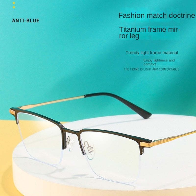 Semi Rimless Men's Glasses Lightweight Durable with Box & Cloth