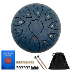 6 Inch 11 Tone Steel Hand Pan Drum with Drumsticks & Percussion