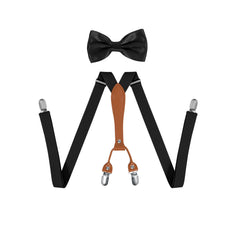 Adjustable Bow Tie Leather Suspenders For Men