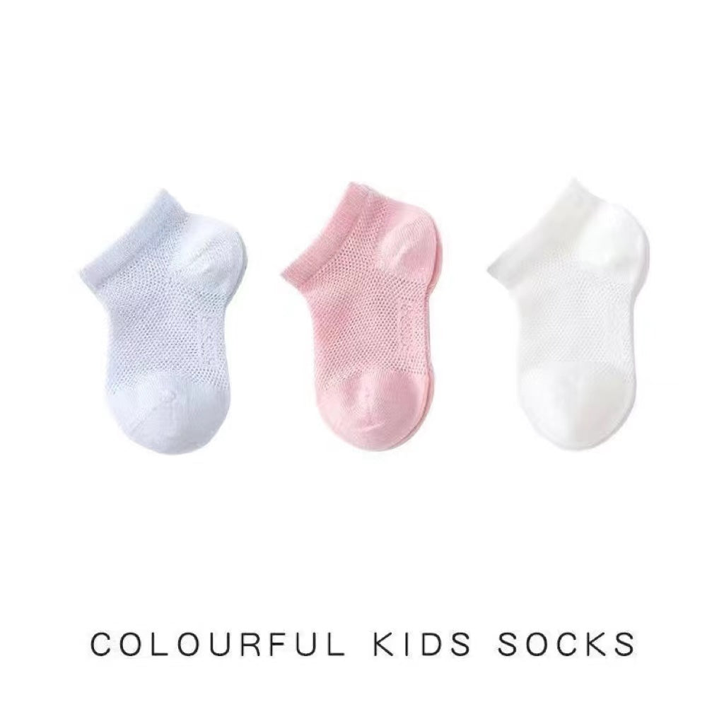 3 Pairs of Breathable Infant Baby Socks for Summer