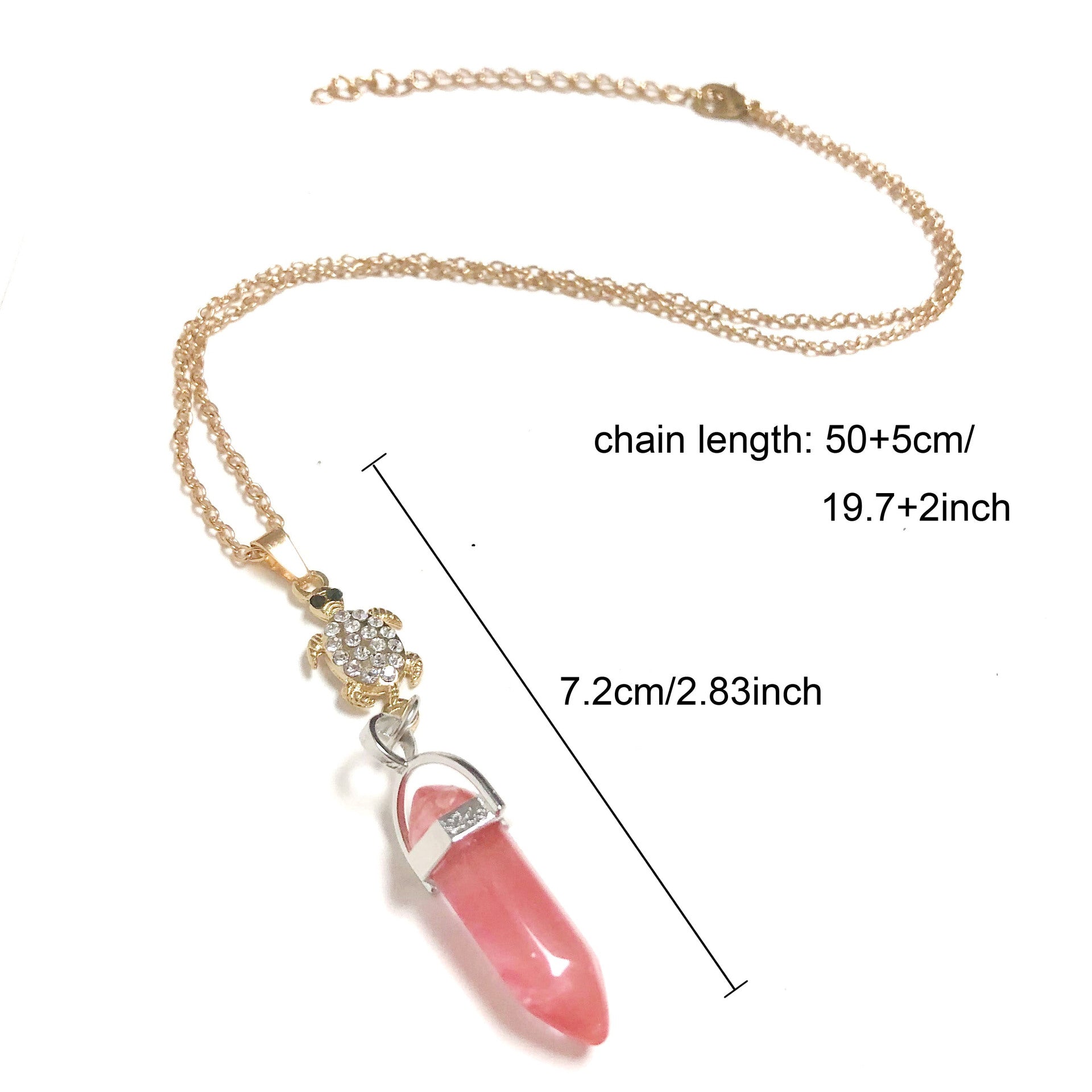 Healing Crystal Stone Turtle Pendant Necklace - Birthday Gift