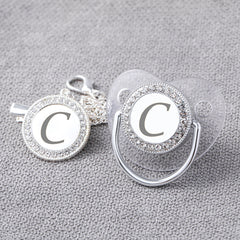 Baby Pacifier With Clip And Anti-Dust Cover, Silvery Transparent Letter Pacifier