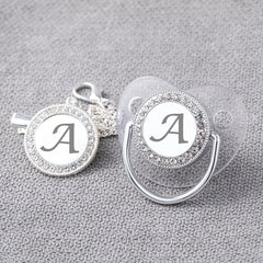 Baby Pacifier With Clip And Anti-Dust Cover, Silvery Transparent Letter Pacifier