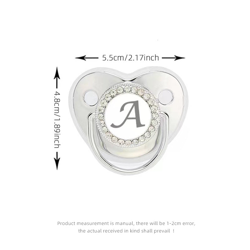 Baby Pacifier With Clip And Anti-Dust Cover, Silvery Transparent Letter Pacifier