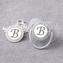 Baby Pacifier With Clip And Anti-Dust Cover, Silvery Transparent Letter Pacifier