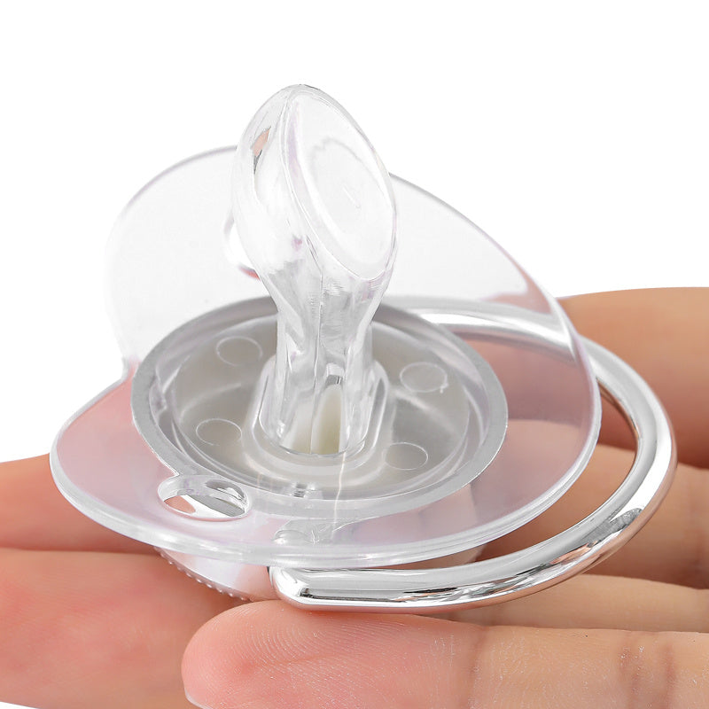 Baby Pacifier With Clip And Anti-Dust Cover, Silvery Transparent Letter Pacifier