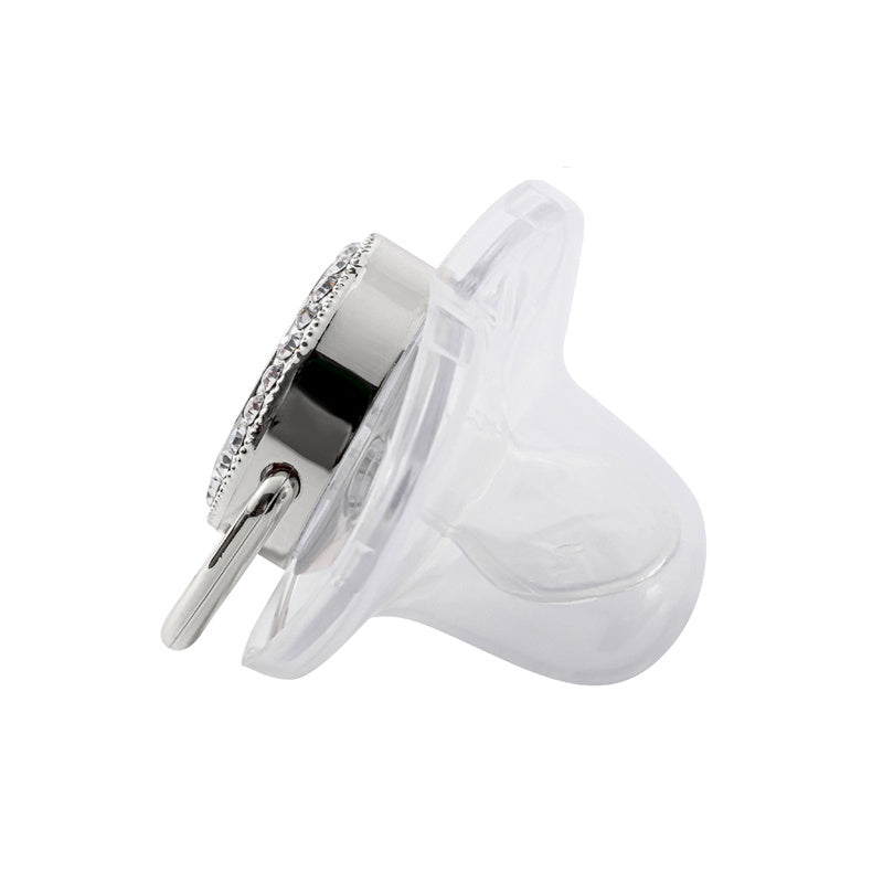 Baby Pacifier With Clip And Anti-Dust Cover, Silvery Transparent Letter Pacifier