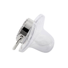 Baby Pacifier With Clip And Anti-Dust Cover, Silvery Transparent Letter Pacifier