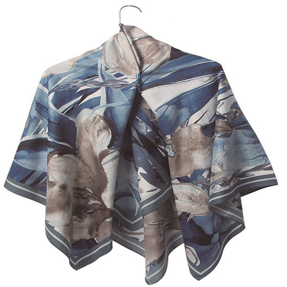 Twill Silk Square Scarf Printed Large Satin Shawl Wrap 130x130cm
