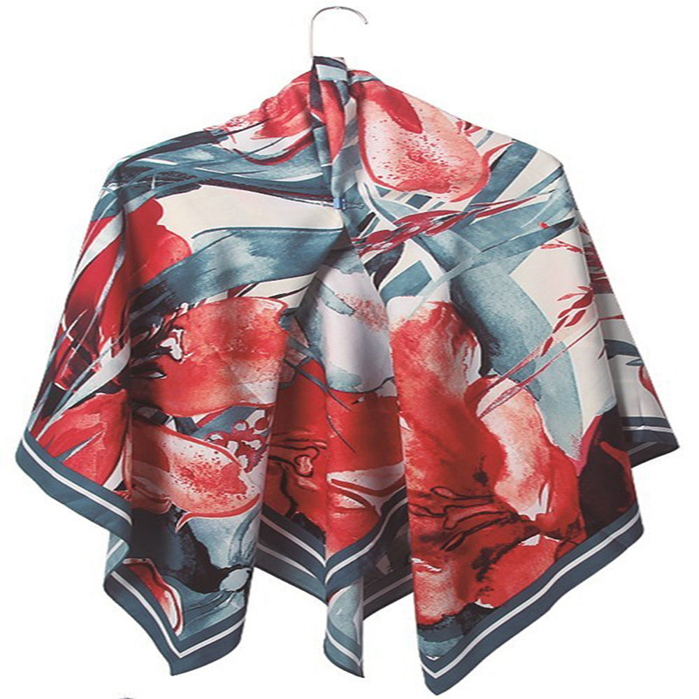 Twill Silk Square Scarf Printed Large Satin Shawl Wrap 130x130cm
