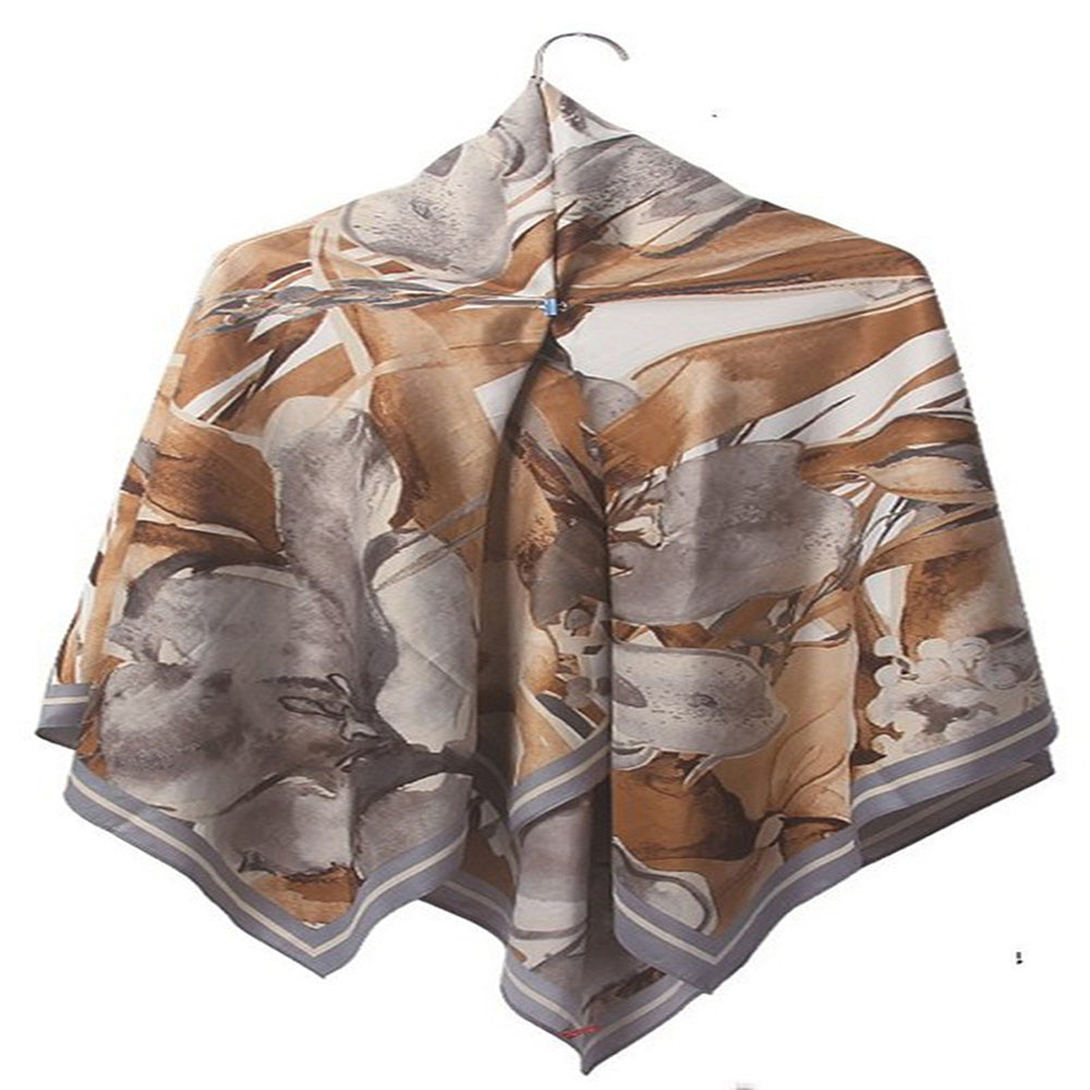 Twill Silk Square Scarf Printed Large Satin Shawl Wrap 130x130cm