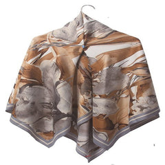 Twill Silk Square Scarf Printed Large Satin Shawl Wrap 130x130cm