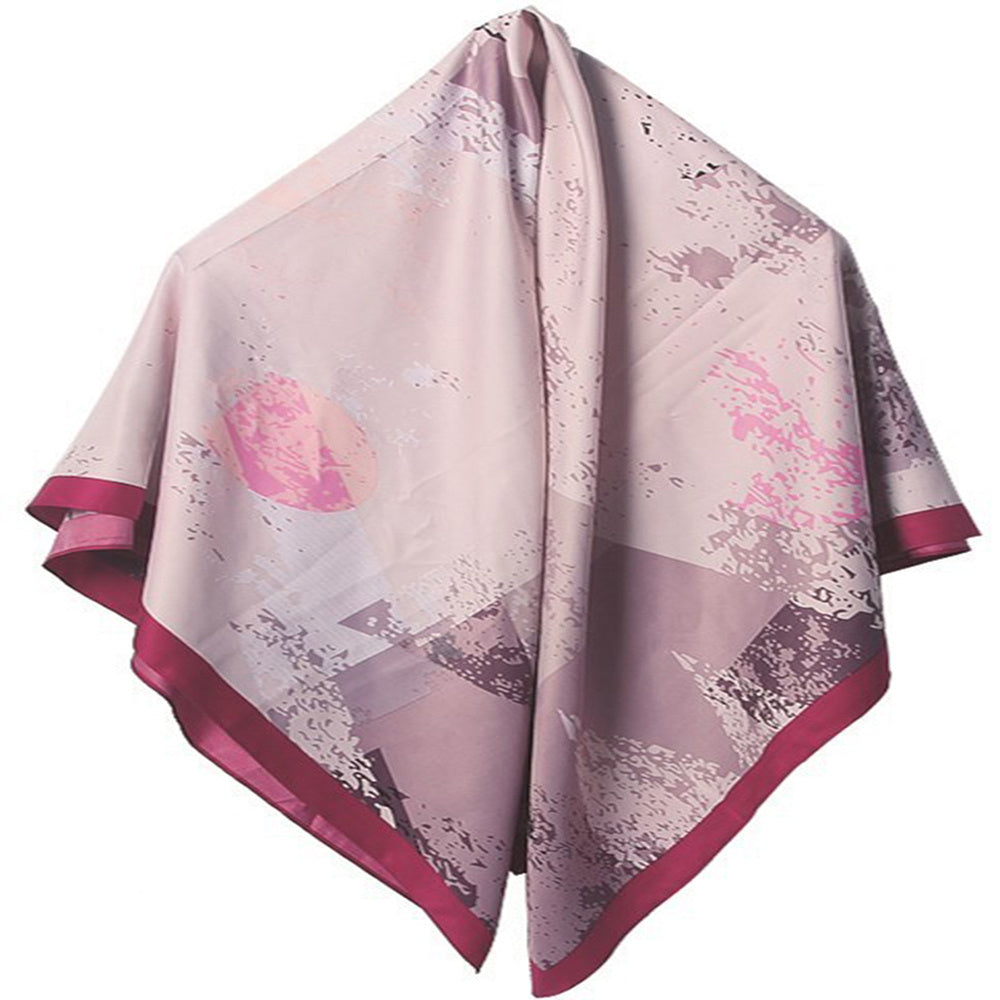 Twill Silk Square Scarf Printed Large Satin Shawl Wrap 130x130cm