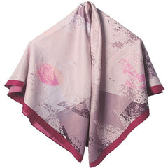 Twill Silk Square Scarf Printed Large Satin Shawl Wrap 130x130cm
