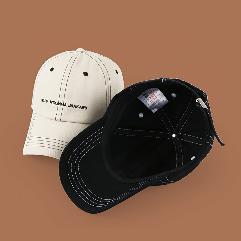Letter Embroidery Baseball Cap Cotton Solid Couple Dad Hats