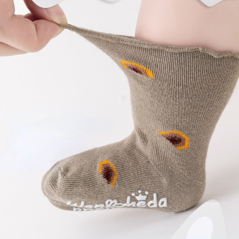 3 Pairs of Cartoon Floral Socks for Baby Boys & Girls