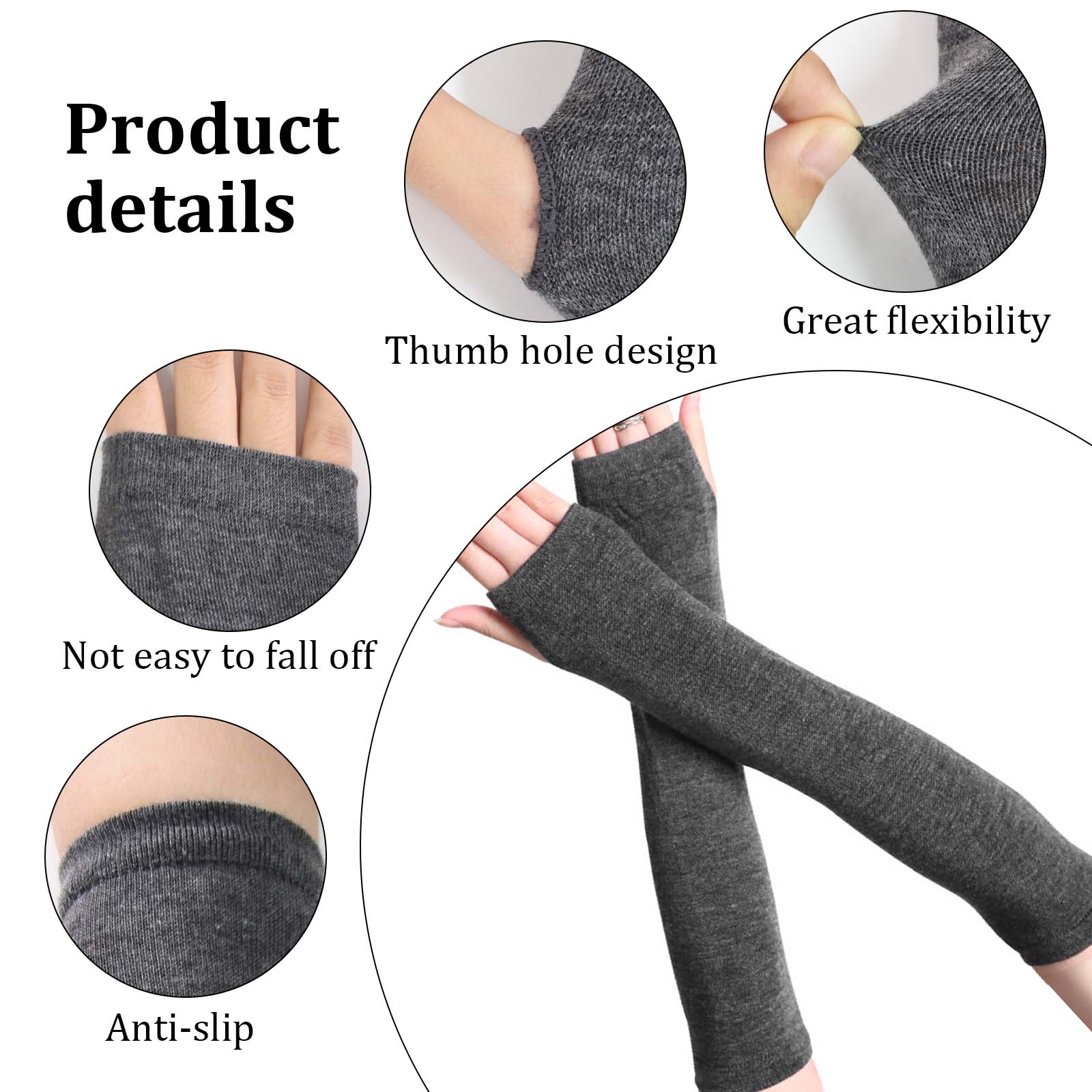 Warm Knitted Half Finger Gloves Thumb Hole Fingerless Gloves