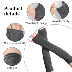Warm Knitted Half Finger Gloves Thumb Hole Fingerless Gloves