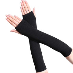 Warm Knitted Half Finger Gloves Thumb Hole Fingerless Gloves