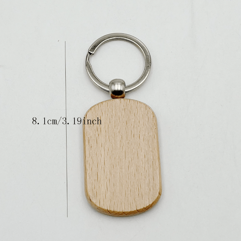 20pcs Blank Wooden Key Tag Key Chain DIY Wood Engraving Key Ring Blanks