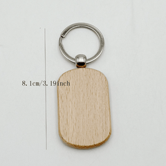 20pcs Blank Wooden Key Tag Key Chain DIY Wood Engraving Key Ring Blanks