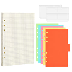 A6 Refillable Lined Paper Set, 80 Sheets, 6 Ring Binder Notebook