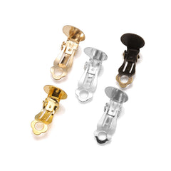 50pcs Golden Ear Clip Base Earrings Blank Setting Fit 10mm Glass Cabochons