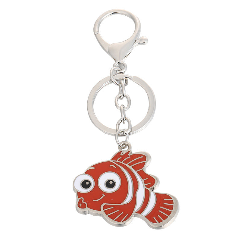 Metal Marine Animal Key Chain Dolphin Sea Lion Goldfish Key Ring