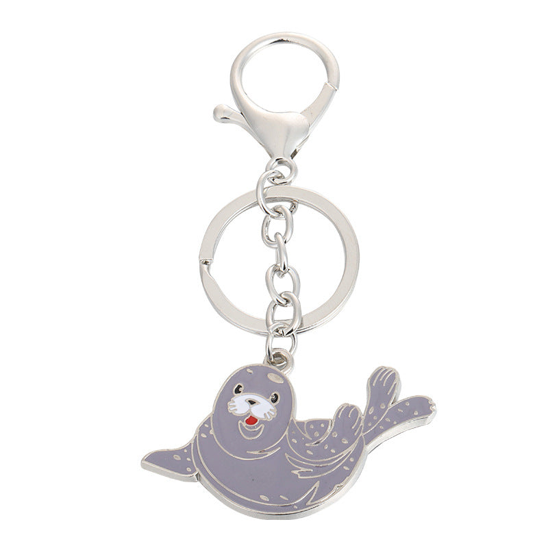 Metal Marine Animal Key Chain Dolphin Sea Lion Goldfish Key Ring