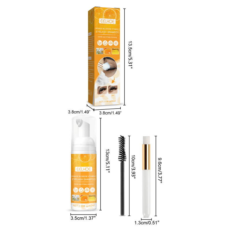 Natural Eyelash Cleaning Kit with Lash Shampoo and Essence