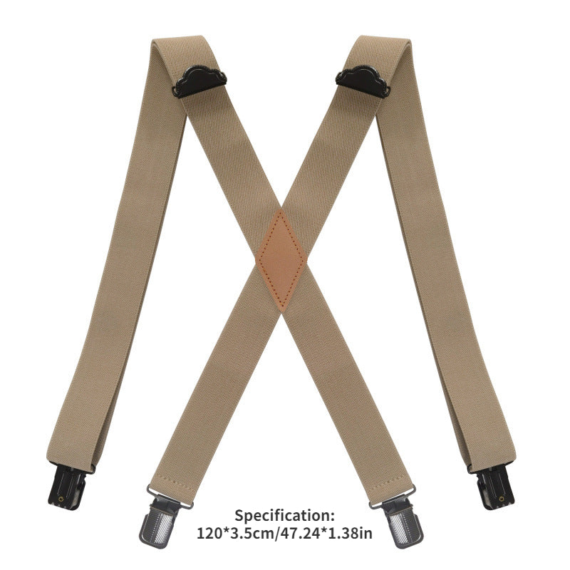 Men's Elastic X-Shaped 4 Clips Suspender Belt