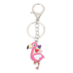Cartoon Flamingo Owl Metal Keychain Pendant For Girls
