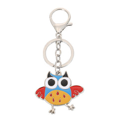Cartoon Flamingo Owl Metal Keychain Pendant For Girls