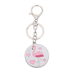 Cartoon Flamingo Owl Metal Keychain Pendant For Girls