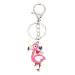 Cartoon Flamingo Owl Metal Keychain Pendant For Girls
