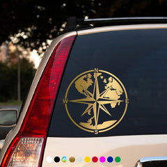 Nautical Compass Vinyl Auto Stickers - Ocean Exploration Reflective Decal