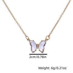 Green Butterfly Pendant Necklace Choker Collarbone Chain