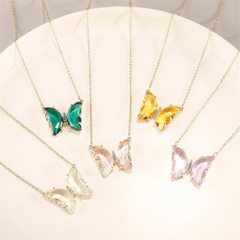 Green Butterfly Pendant Necklace Choker Collarbone Chain
