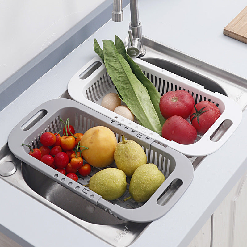 Adjustable Sink Colander Vegetable Washing Rack